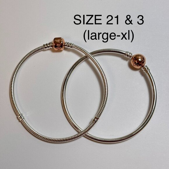 Set of 2 Sterling Silver & Rose Gold Pandora Bracelets - Picture 1 of 1